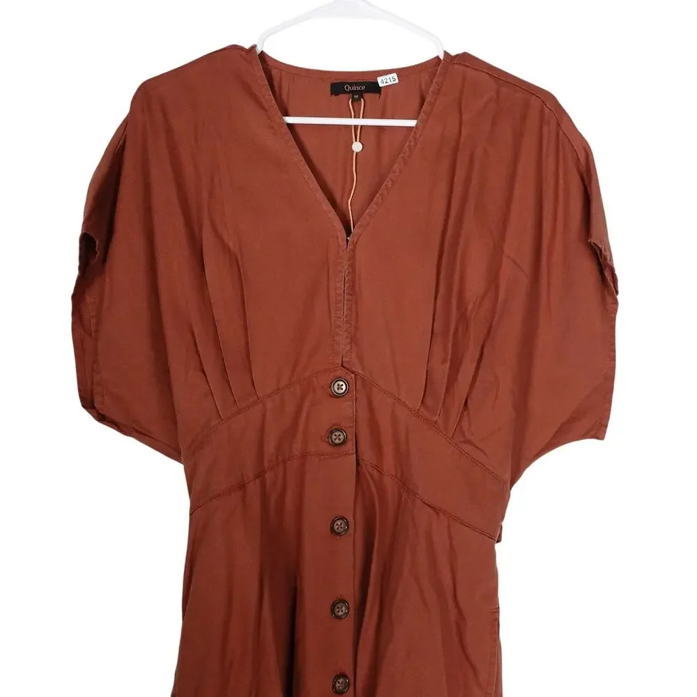 Quince Rust Button-Front Mini Dress - Picture 4 of 10